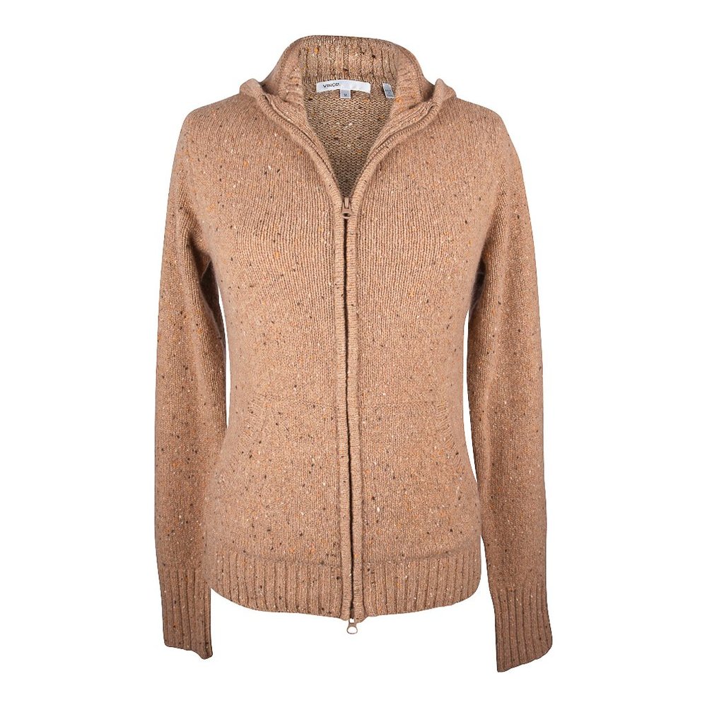 Vince Sweater Cashmere Cardigan Heathered Camel Hoodie M